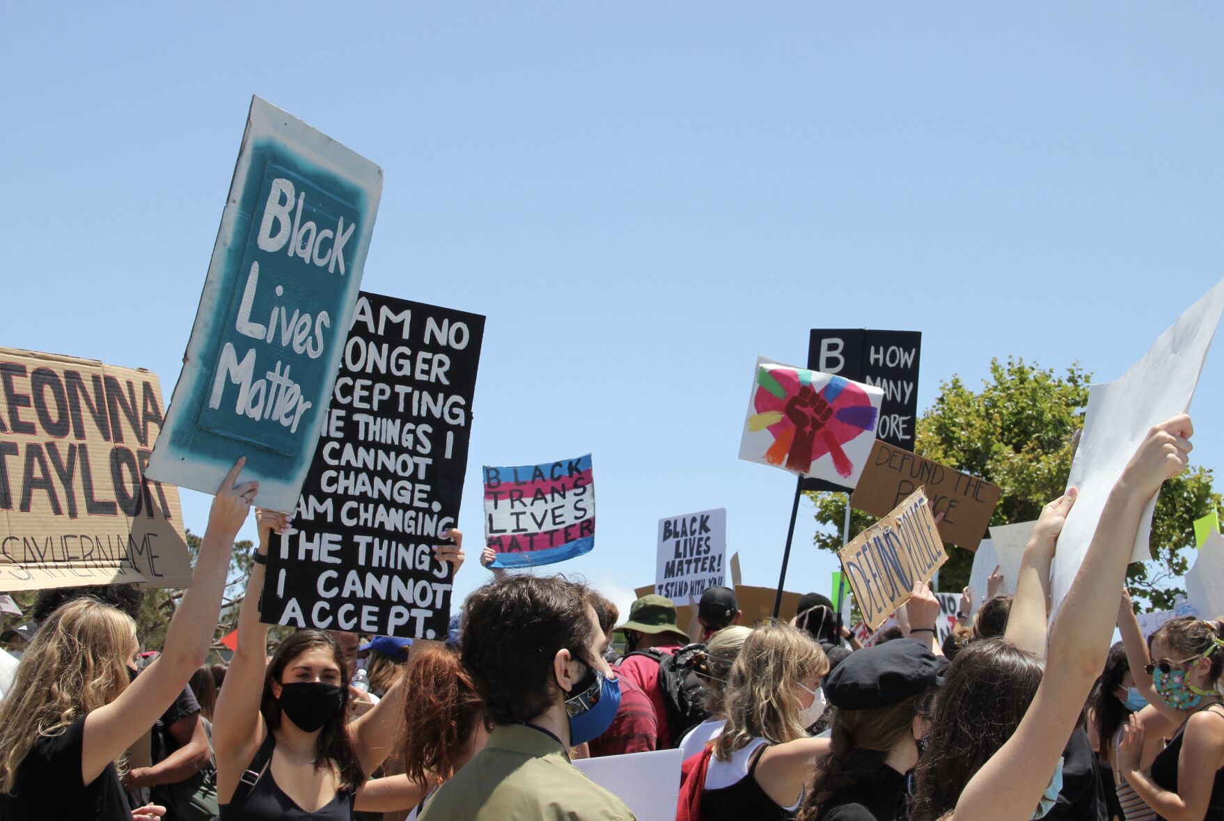 Protesters outside Lincoln Fountain